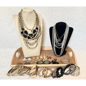 Jewelry Lot Silver Tone Gold Tone Earrings Bracelets Necklaces Wearable Untested